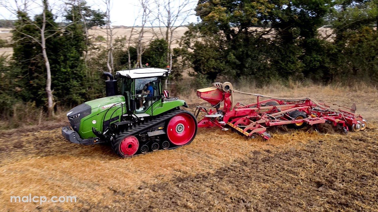 4k Fendt 943 Vario MT and Väderstad Topdown 500 cultivator seed drill combo drilling OSR.