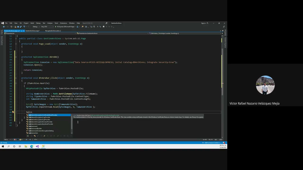 Gestión de archivos con SQL-Server con videos 2 de 3