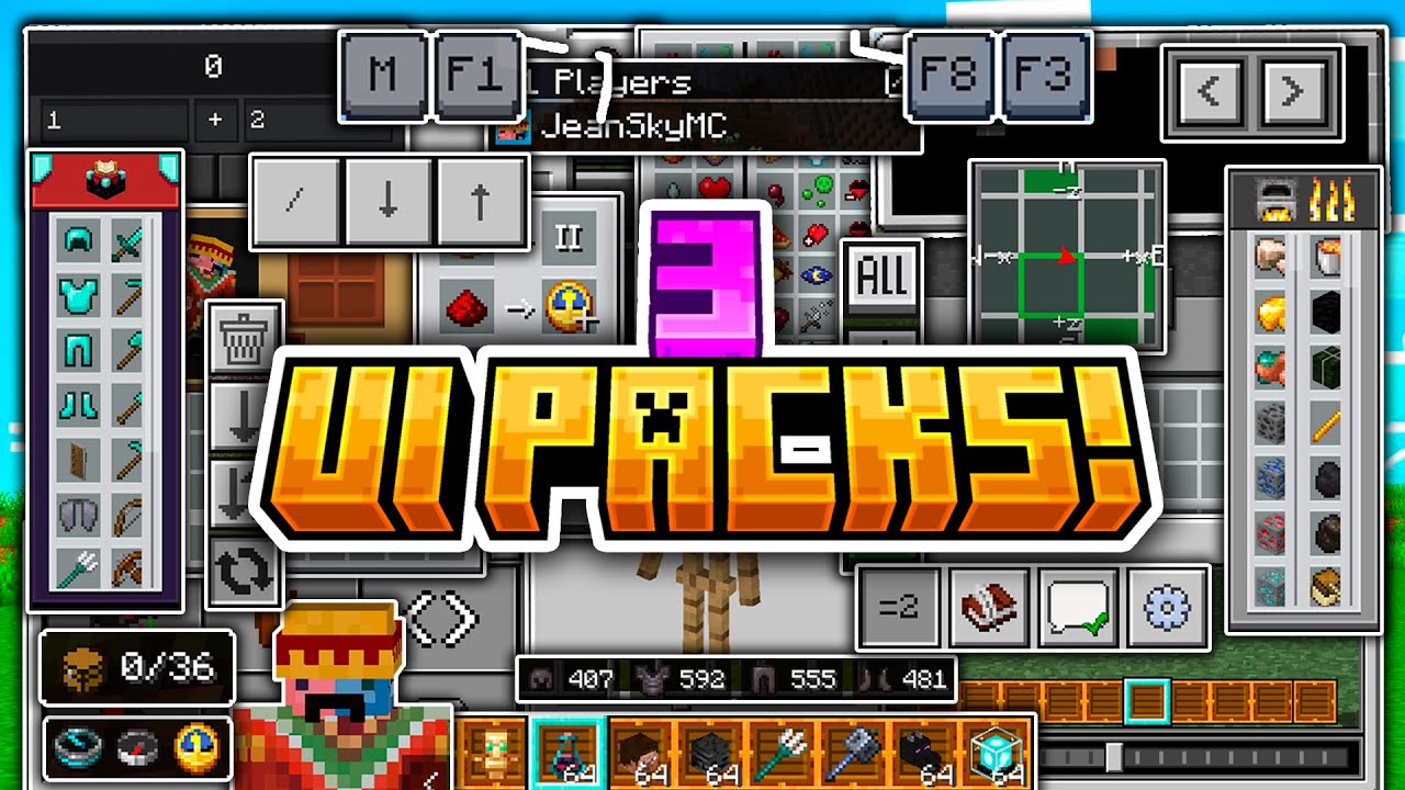✅ 3 UI PACKS para MINECRAFT BEDROCK 1.21 | TOP 3 BEST UI BEDROCK PACKS!