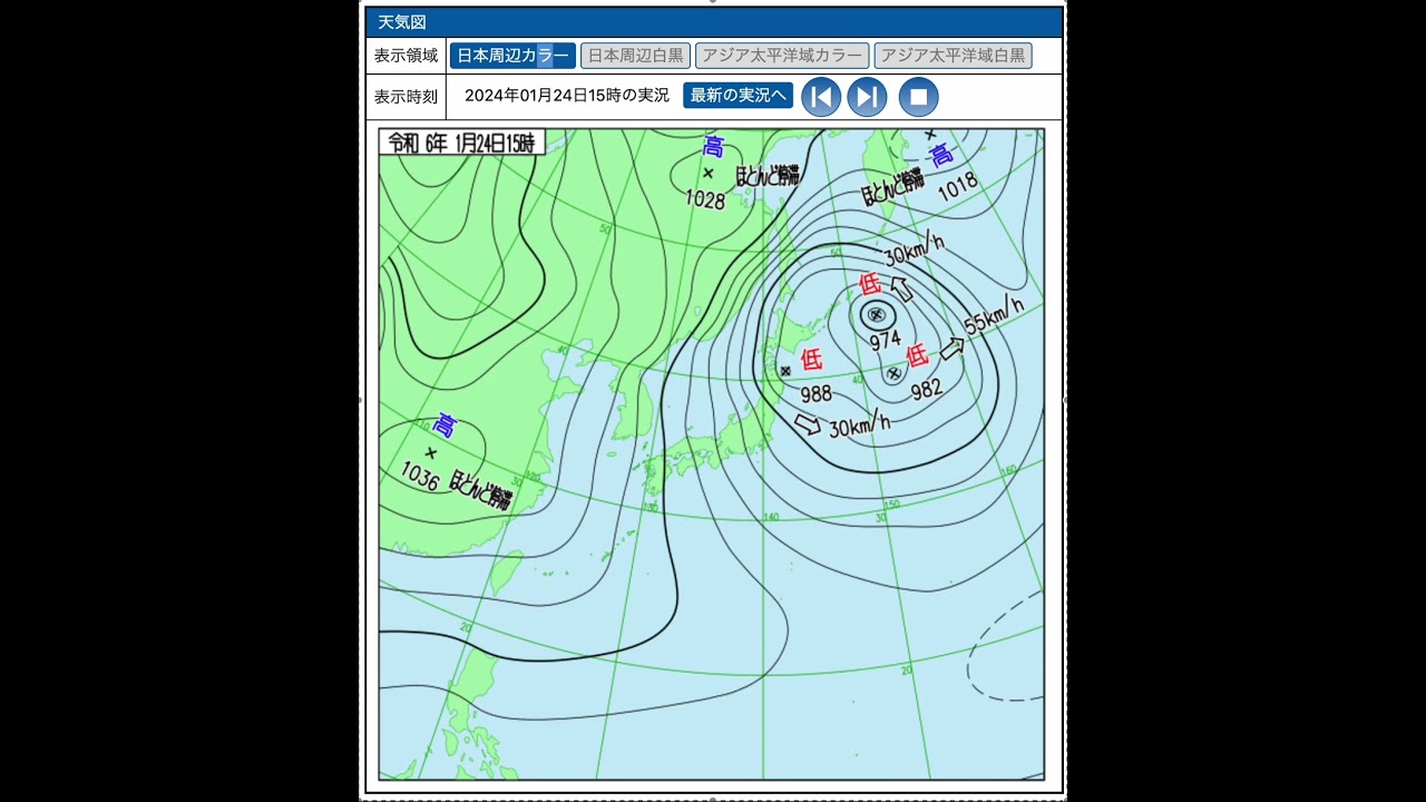 2024/01/24大雪事例（気象庁天気図）#jpcz #若狭湾流れ込み #大雪 #寒冷渦