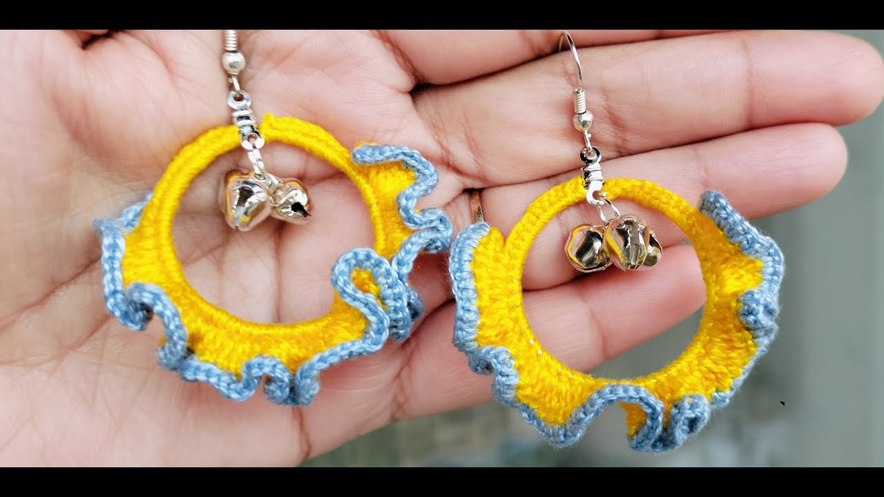 Easy crochet earring pattern #13 | Crochet hoop earring pattern #earring#garlandofcrochet #crochet