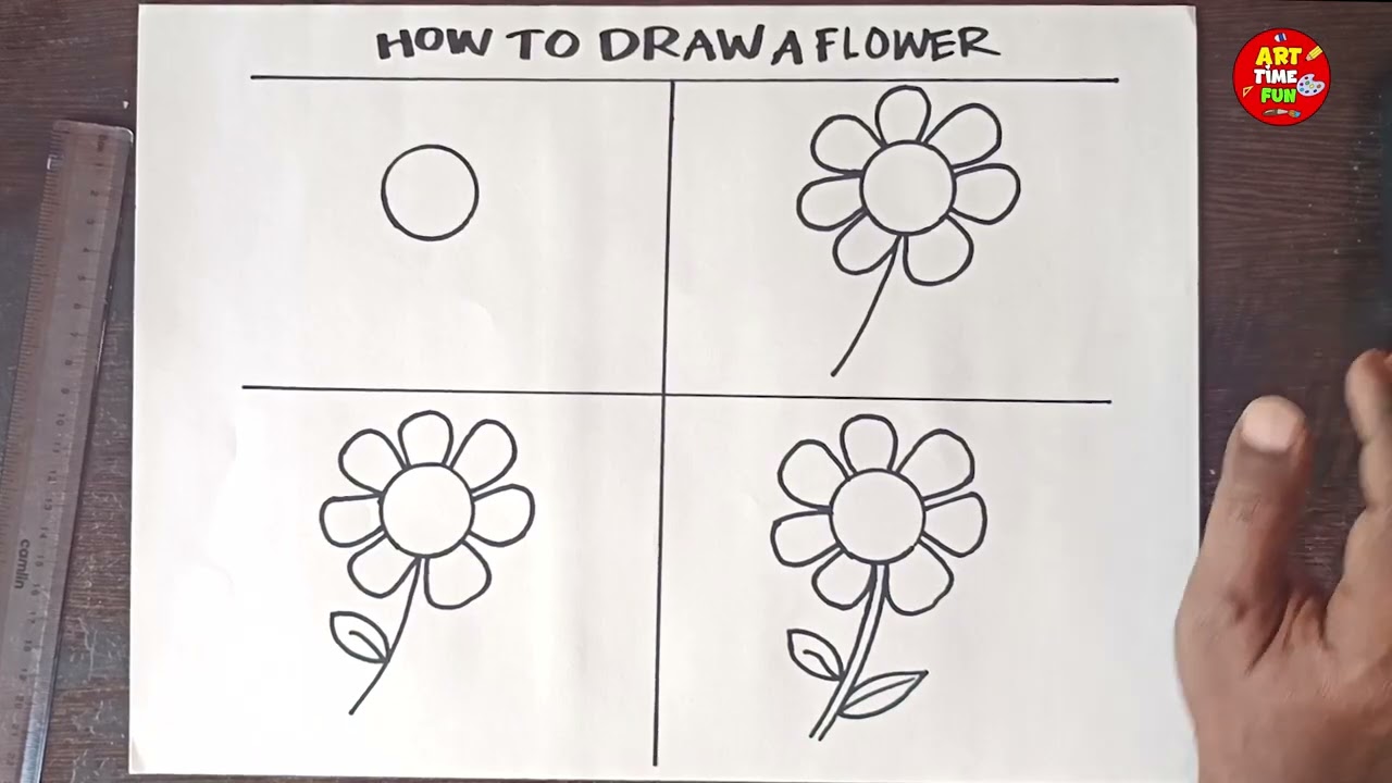 How to Draw a Simple Colour Flower | Step by Step Drawing for Kids 🌸#easydrawing #kidsdrawing