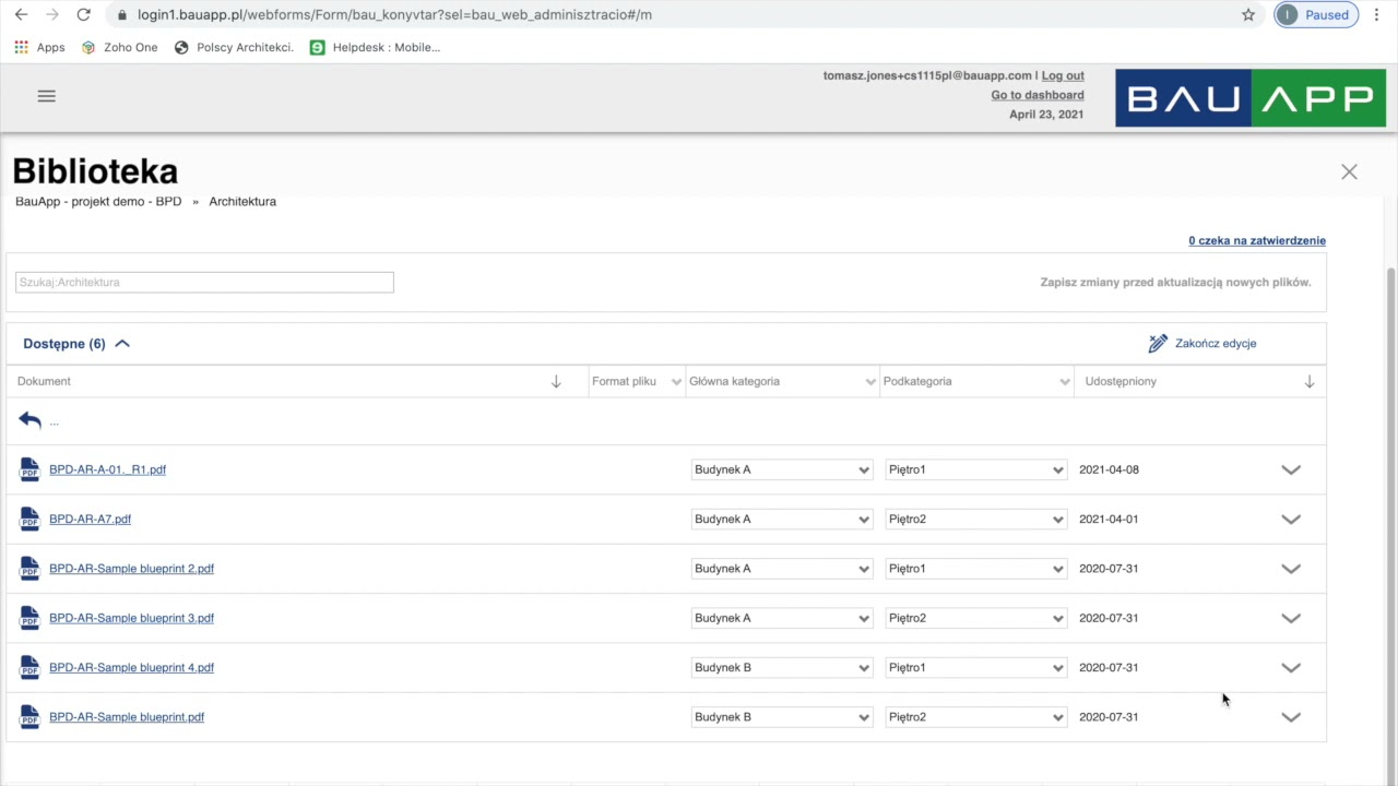 BauApp   Dodawanie szablon&oacute;w folder&oacute;w do projeku oraz p&oacute;źniejsza edycja