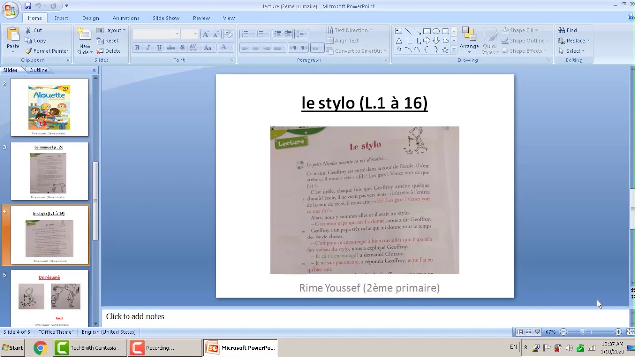 9    a  lecture unité 2 le stylo de la ligne 1 à 16  2ème primaire