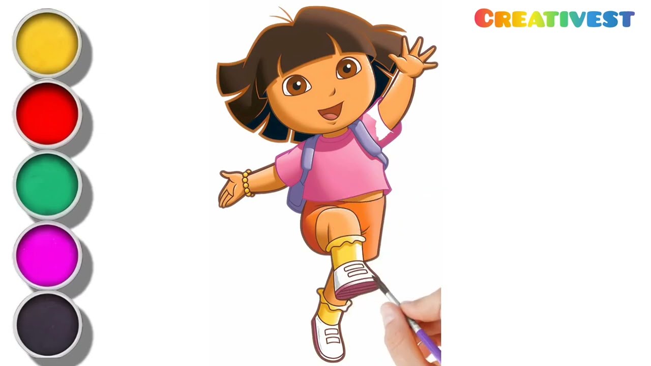 How To Draw Little Dora Drawing And Coloring Tutorial For Kids And Toddlers// Dora Drawings