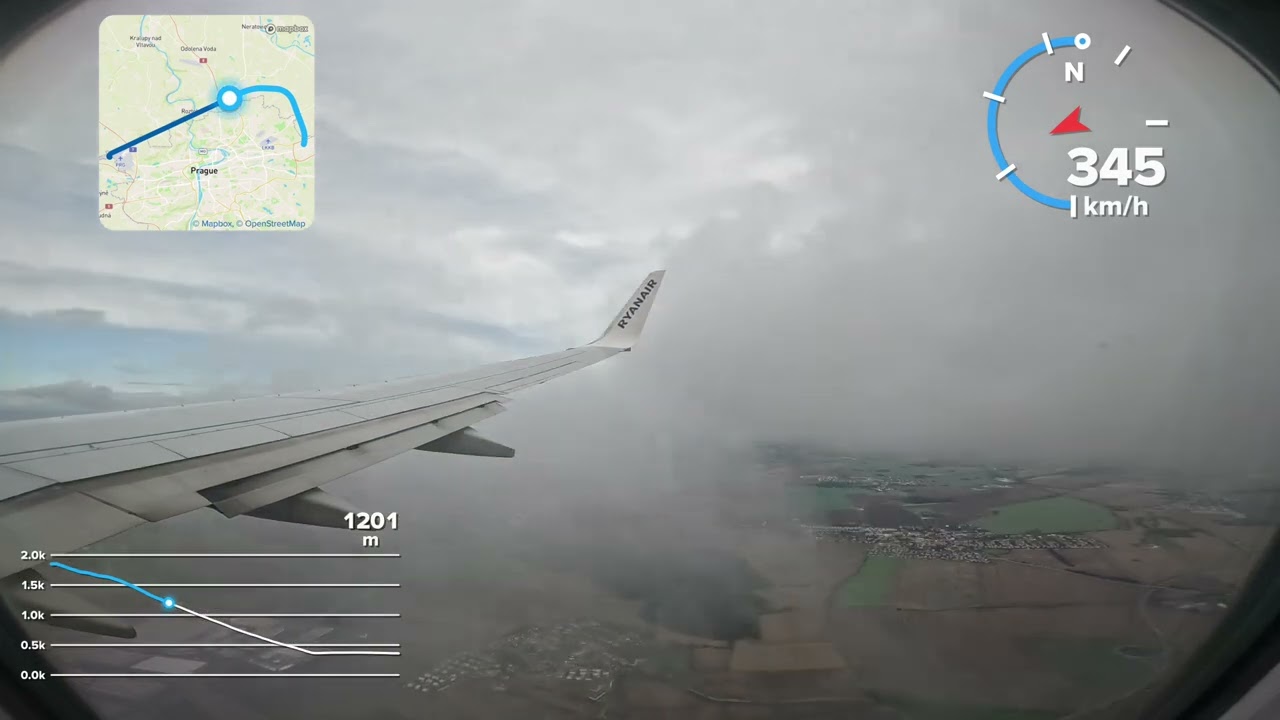 Flight  FR8233 landing flight Pisa to Prague 23.9.2023