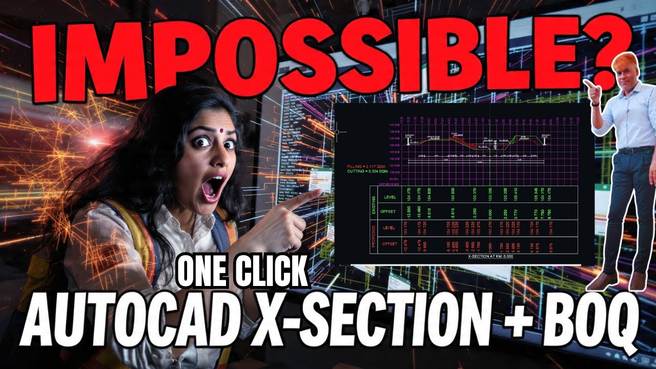 In JUST One Click Generate All Cross-Sections in AutoCAD & Bill of Quantities (BOQ) in Excel