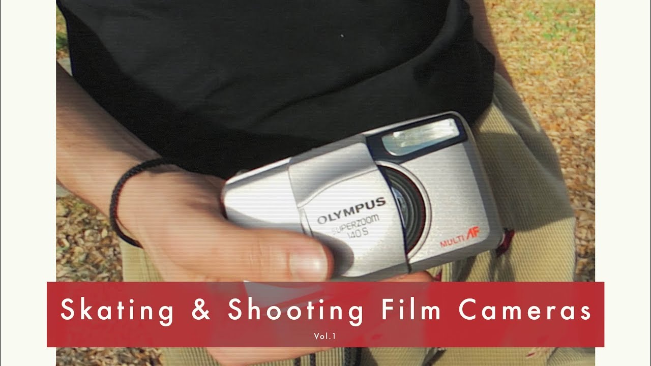 skating around shooting film cameras