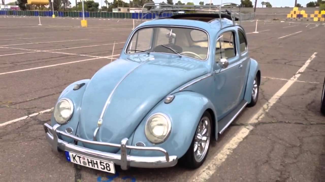 1958 Volkswagen Bug, Beetle, Rag Top, with a Roof Rack