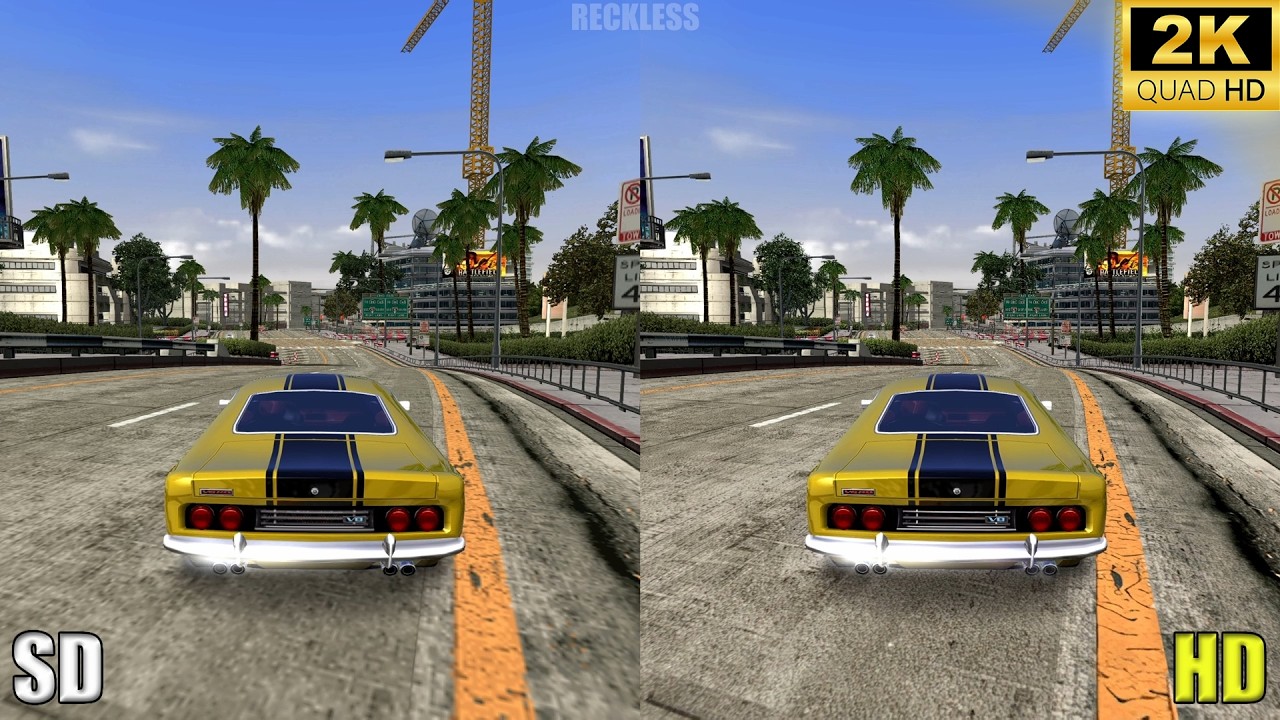 Burnout 3: Takedown Standard Textures vs HD Texture Pack - Graphics Comparison (1440p)(PS2, PCSX2)