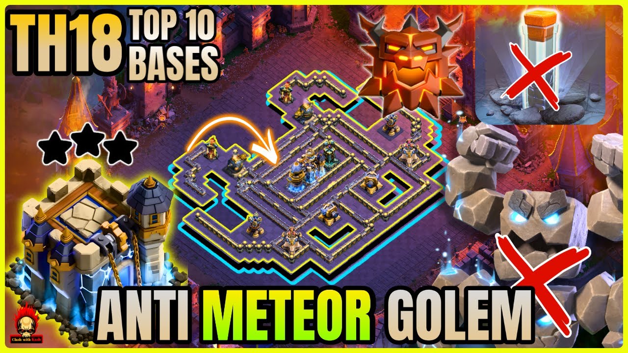 ANTI METEOR GOLEM TOP 10 TOWNHALL 18 BASE ! TH18 LEGEND BASES WITH LINK ! ANTI 2 STAR TH18 WAR BASE