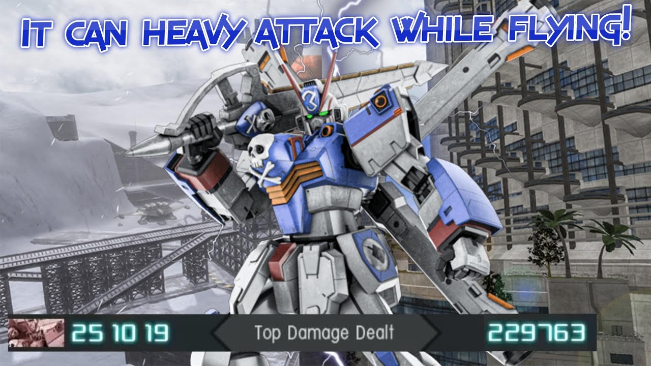 GBO2 Crossbone Gundam X-3: It can heavy attack while flying!
