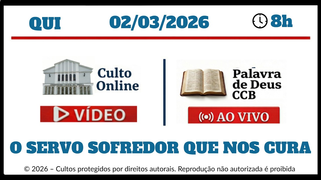 SANTO CULTO CCB HOJE │ ISA&Iacute;AS 53 │ O SERVO SOFREDOR QUE NOS CURA | QUI &ndash; 02/04/2026 #CCB
