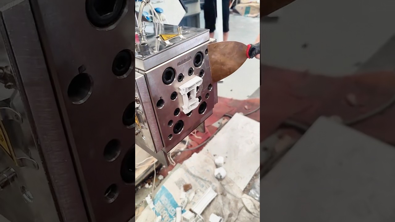 the debugging process of a extrusion mold for making PVC window profiles #tools #technology