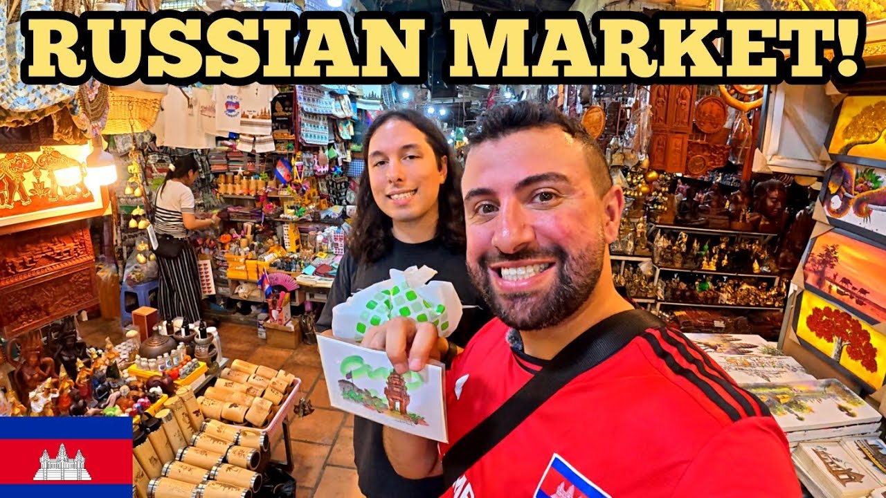 Russian Market in Phnom Penh: Americans Try Food, Shop & Get Shocked! 🇰🇭