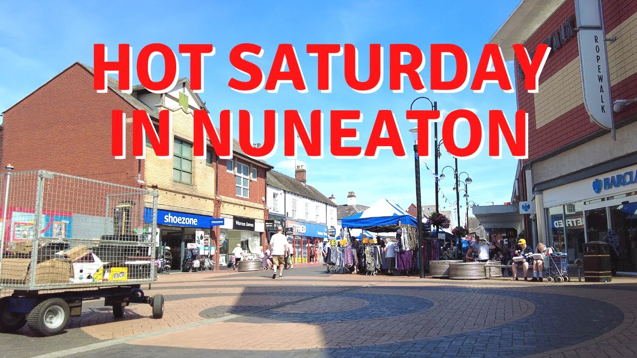 Nuneaton Town Centre on a hot Saturday afternoon in August [4K]