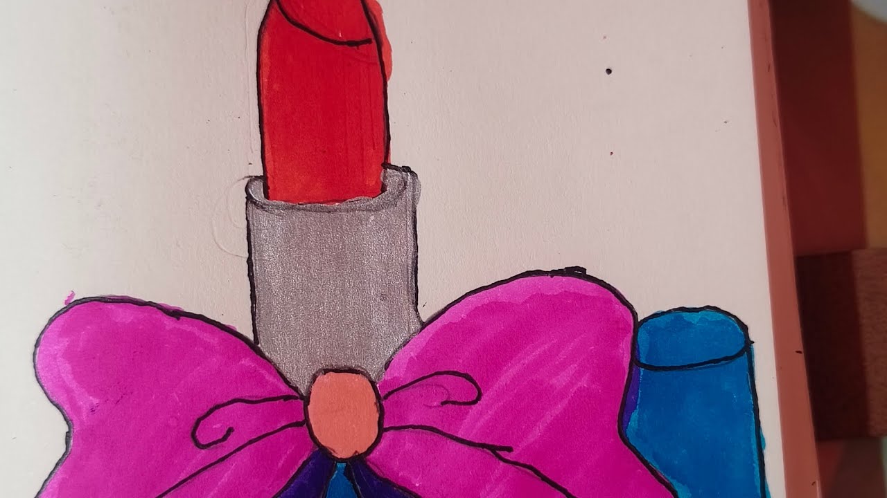 How to make easy lipstick art 🎨 drawing colour lipstick #trending video #art#craft#drawing colour 