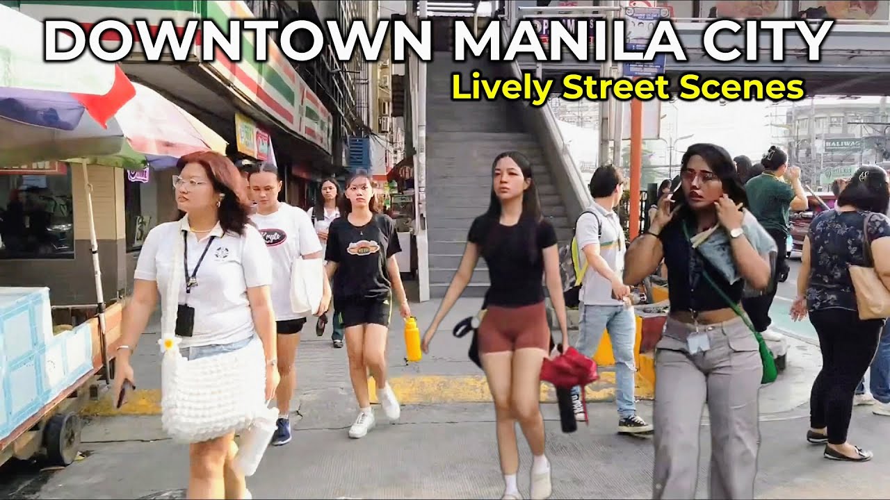 LIVELY STREET SCENE IN DOWNTOWN MANILA CITY PHILIPPINES | FAMOUS CITY in METRO MANILA 