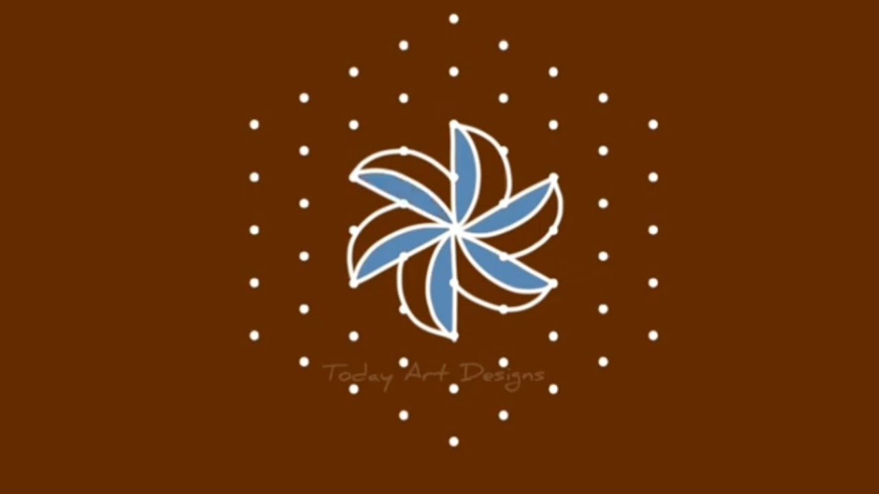 easy rangoli designs with dots. 9 x 5 dots rangoli. simple muggulu designs