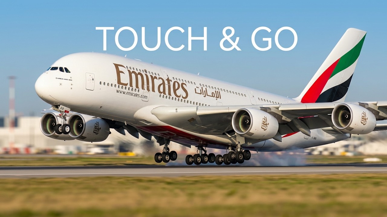 EMIRATES Airbus A380 Touch and Go (ABORTED LANDING)!