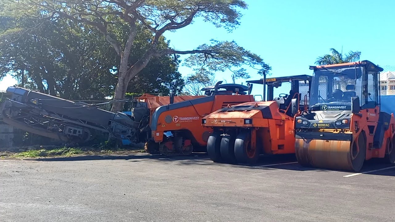 Transinvest road construction equipment at Vacoas (Mauritius)
