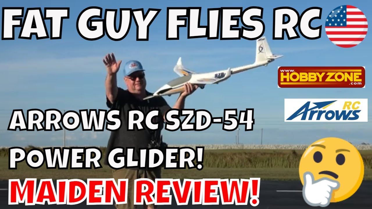 ARROWS RC SZD-54 POWER GLIDER MAIDEN REVIEW by Fat Guy Flies RC