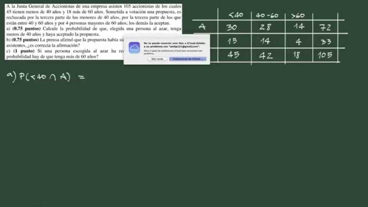 8. Ejercicio 8 probabilidad PAU: tabla de contingencia 3x2.