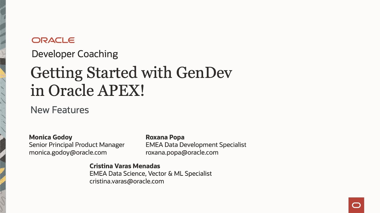 Developer Coaching - Getting Started with GenDev in Oracle APEX!