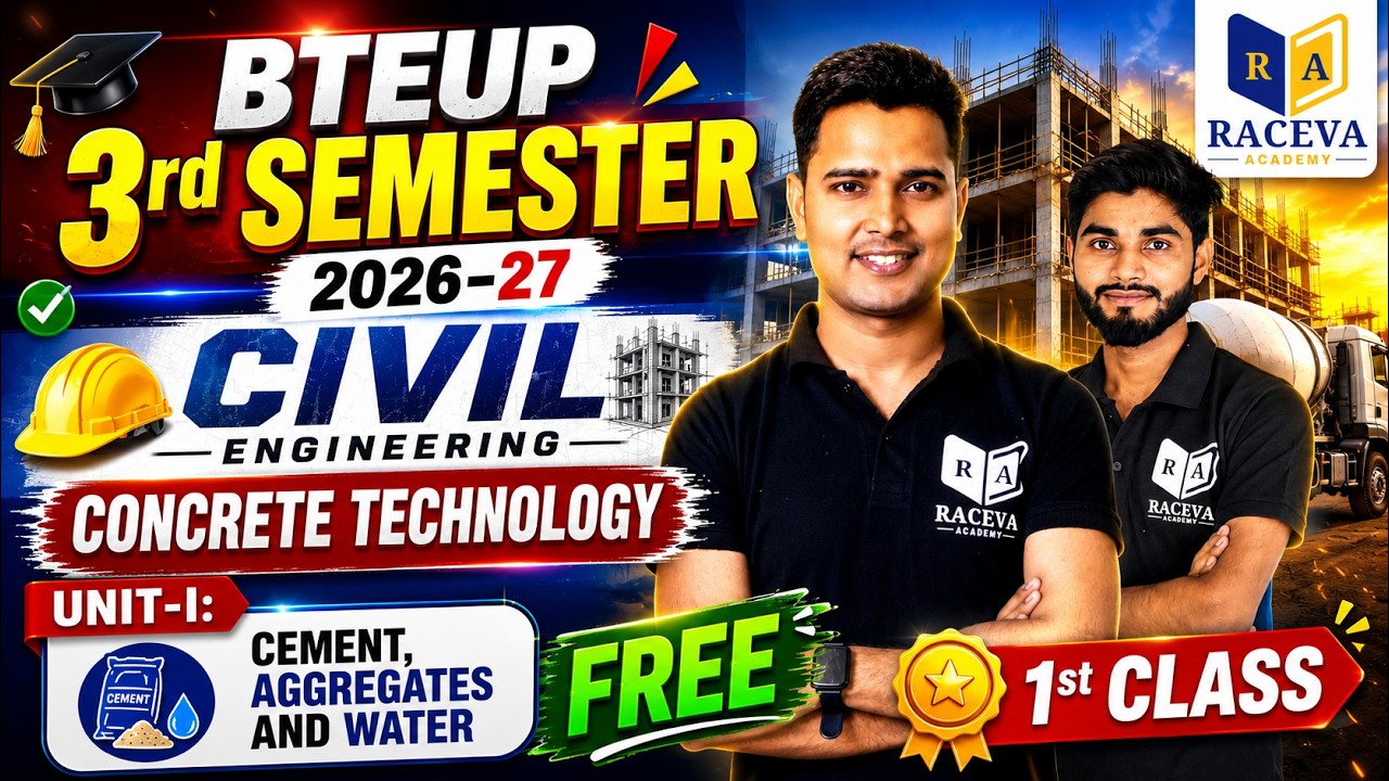BTEUP Civil 3rd Semester | Concrete Technology Unit-1 | Cement, Aggregates and Water | 2026-27
