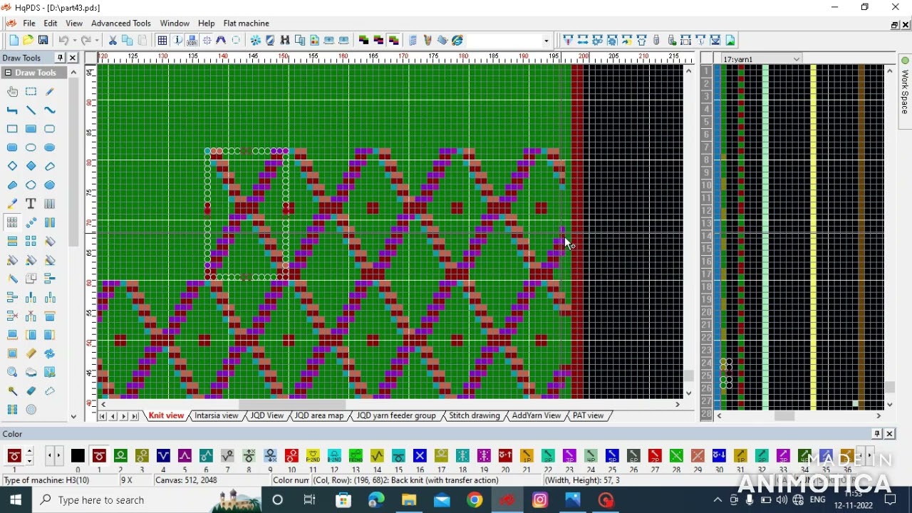 How to makev Aron knit dimmond  pattern  in hqpds software || hengqiang knit tutorial
