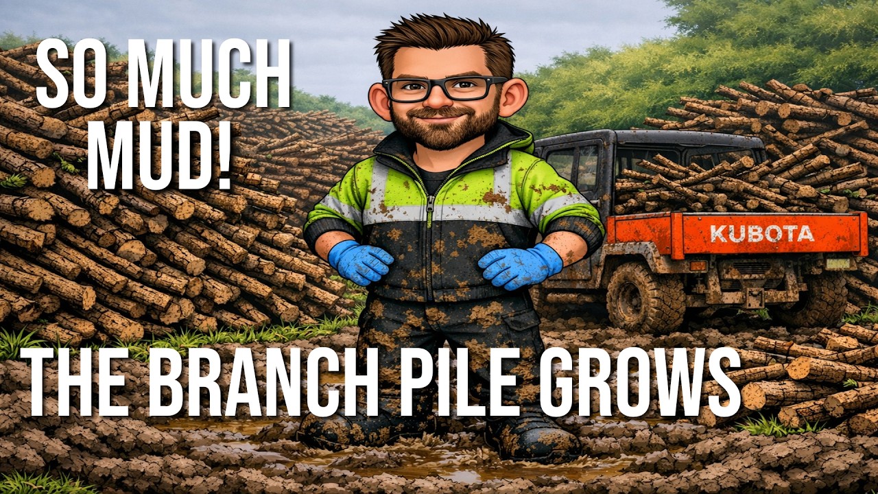 Mud Everywhere! & more branches to the pile!