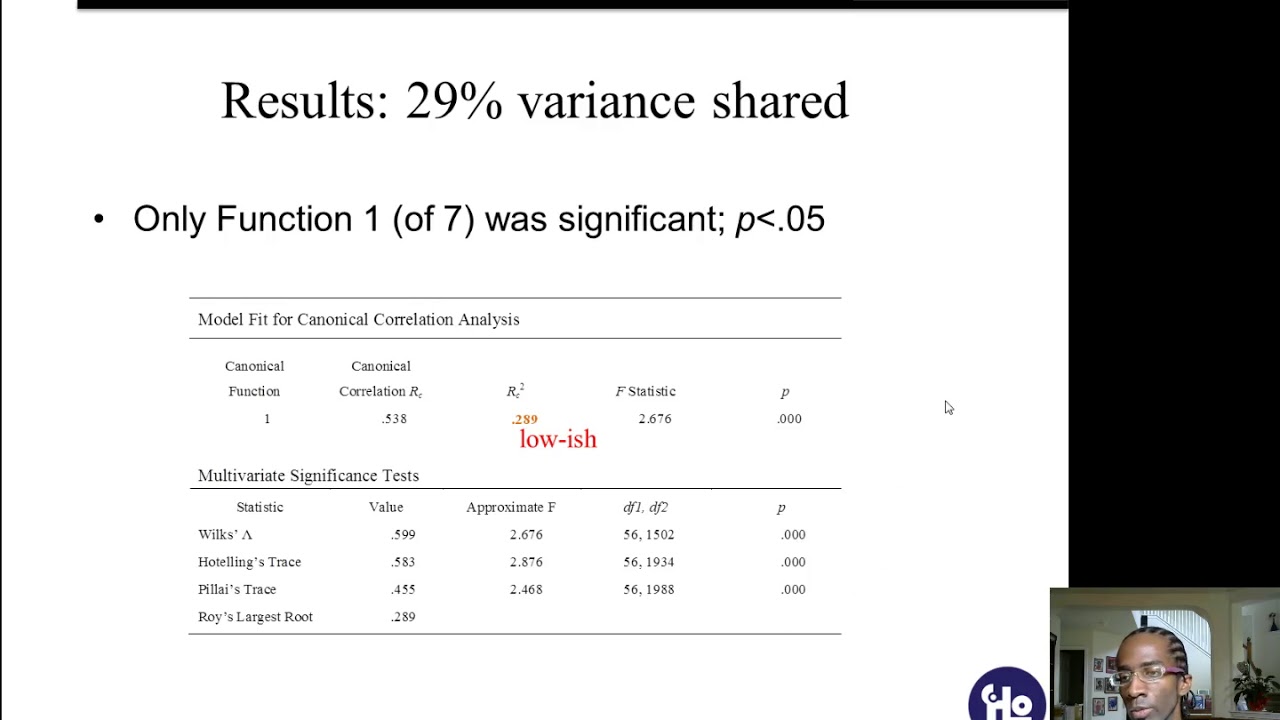 Statistics - Canonical Correlation 2, Reporting