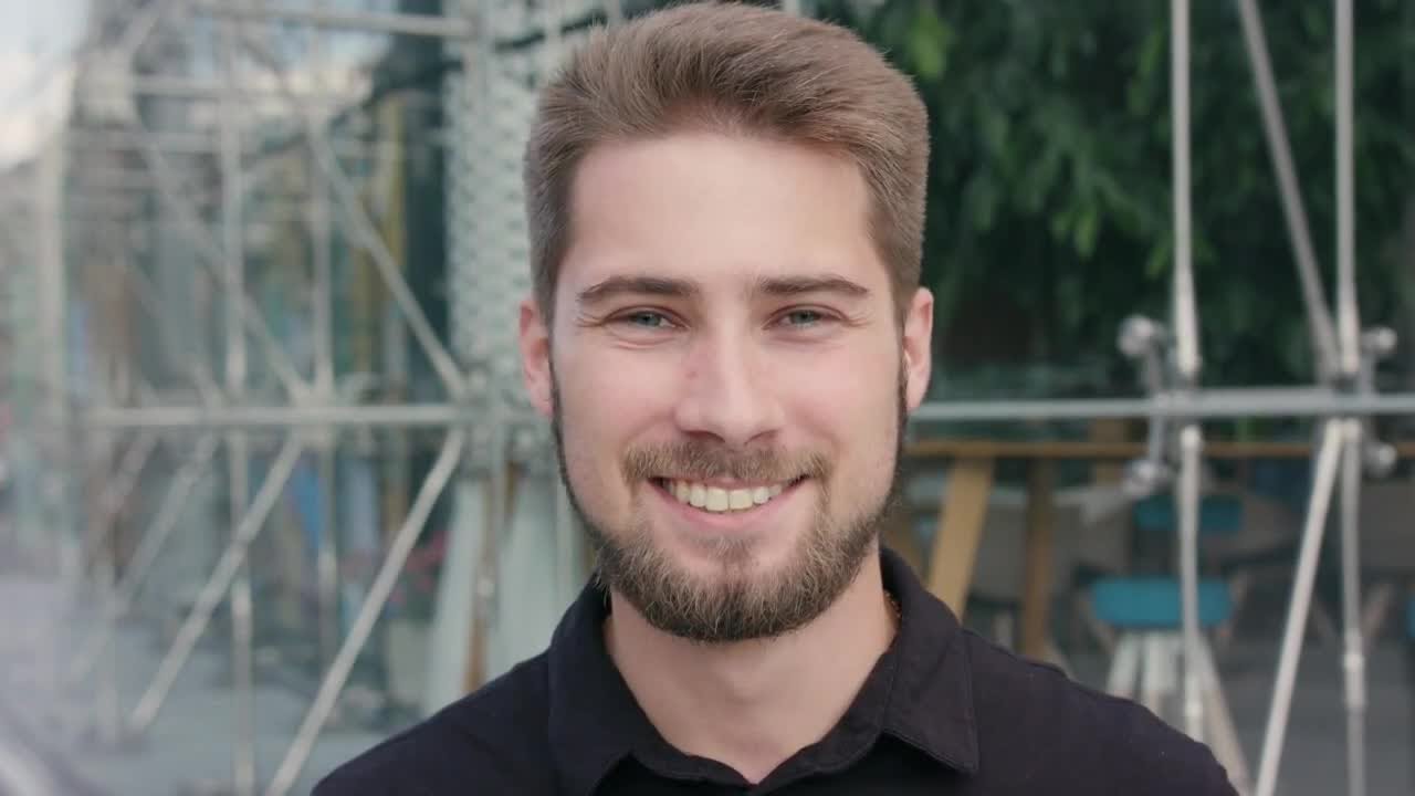 Man Smiling At Camera - Closeup Stock Video