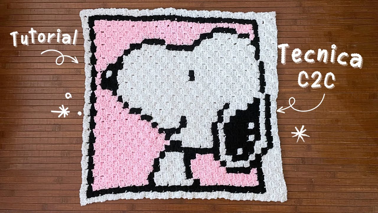 Snoopy Tejido con Técnica C2C/Corner to Corner de ganchillo| Tutorial Hebras Crochet