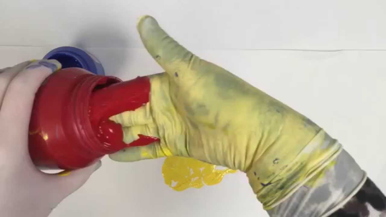 Latex Gloves👏 Layering👋 with thick🎨 Paint [[ASMR]]