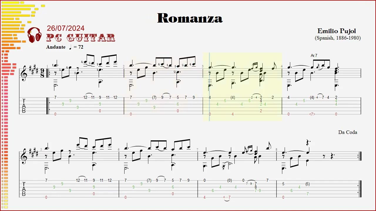 Emilio Pujol, Romanza, guitar