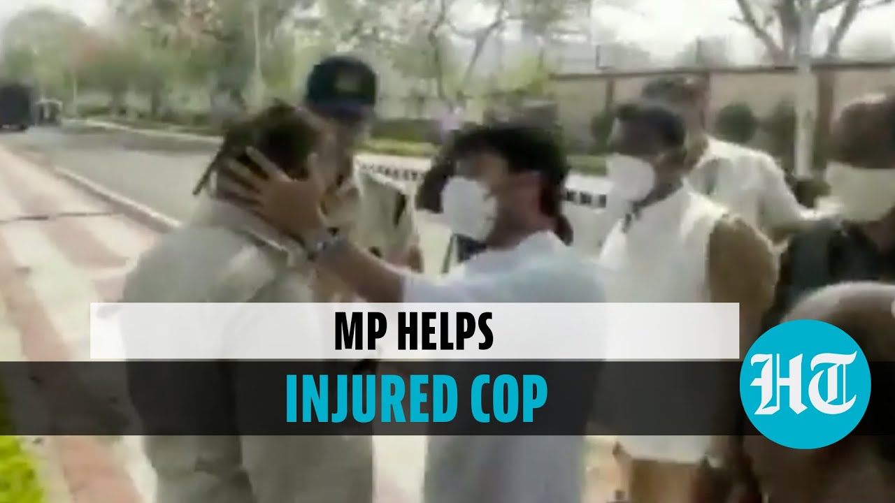 Watch: BJP MP Scindia helps injured cop who fell from vehicle in convoy