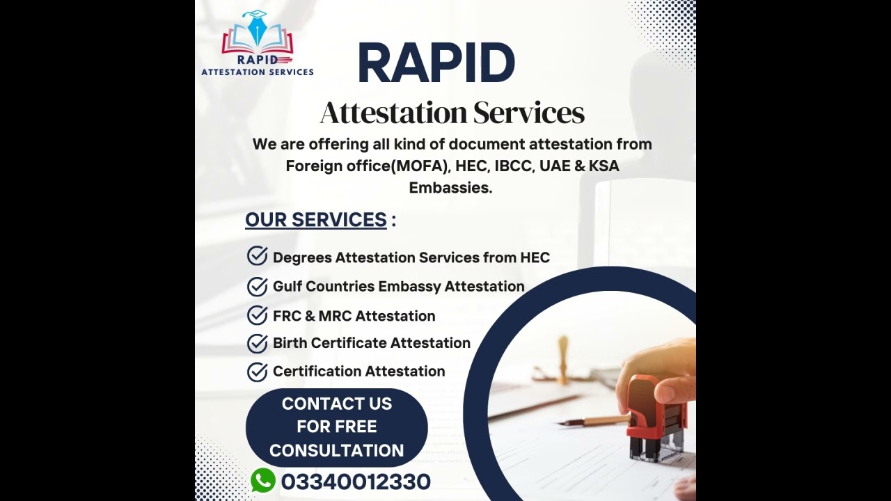 MOFA, HEC, UAE Embassy, Apostille document attestation services Islamabad