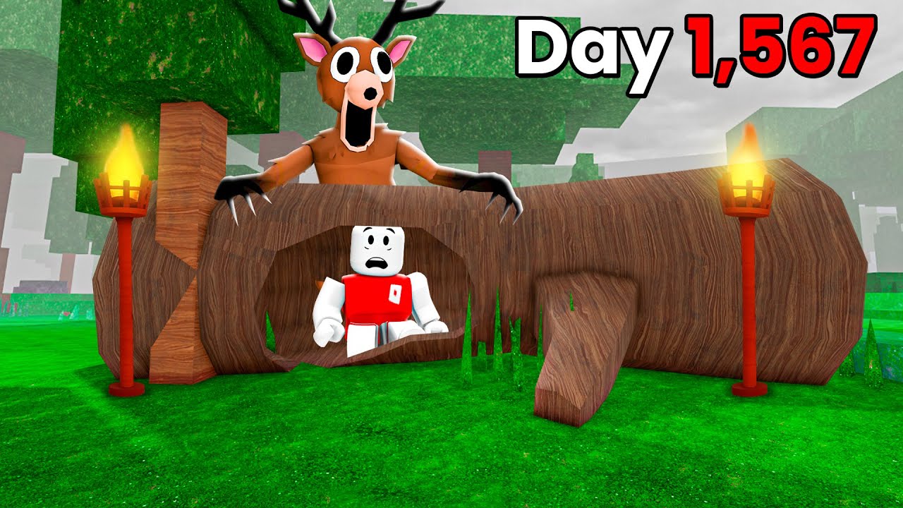 I Survived In A LOG Base For 99 Nights In The Forest