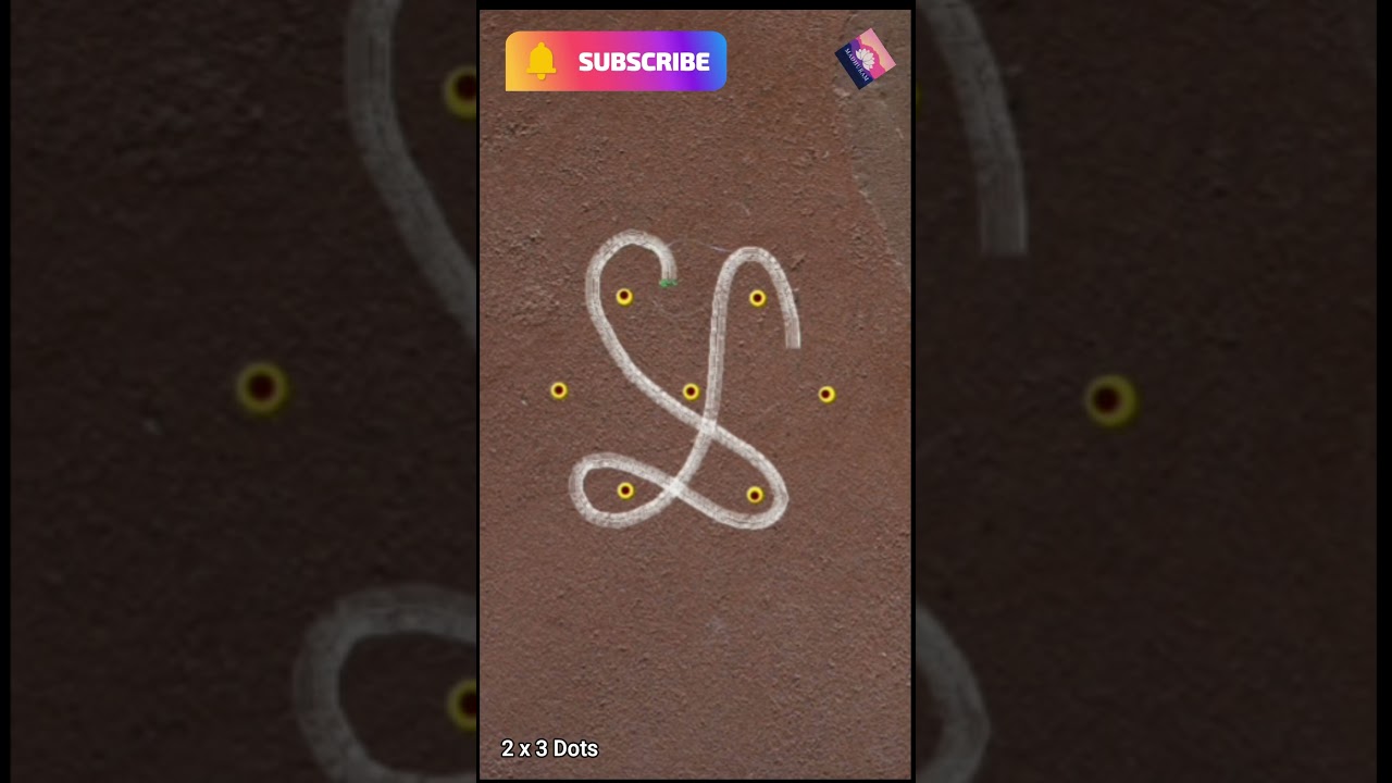 Quick 2 x 3 dots Sikku Kolam || புள்ளி கோலம் || Beginner's ముగ్గు || Dots रंगोली || আলপনা || കോലം