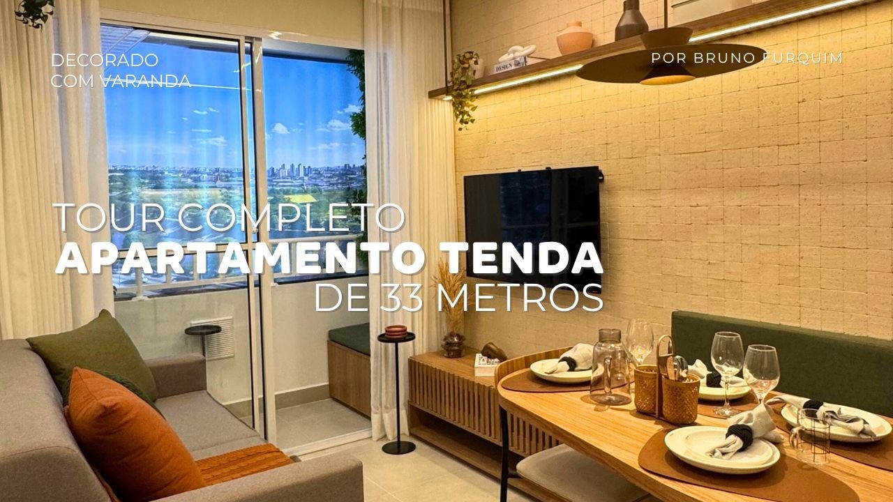 Tour pelo apartamento decorado de 33 m² com varanda | Construtora Tenda