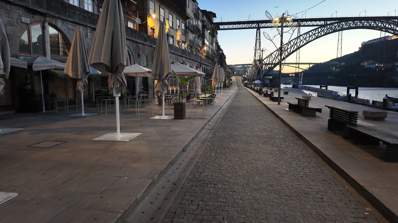 4K Sunrise Walk in Porto | Ribeira Waterfront → Dom Luís I Bridge → Sao Bento Station