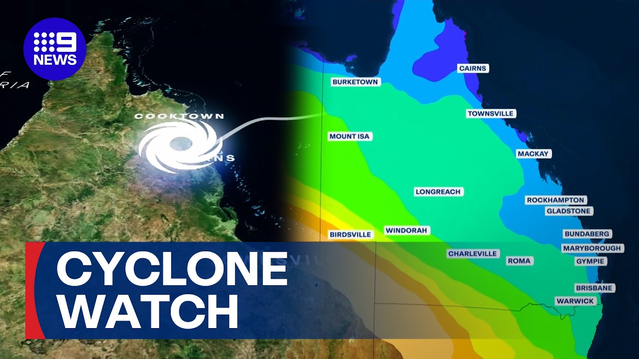 Large stretch of Queensland coast on cyclone watch | 9 News Australia