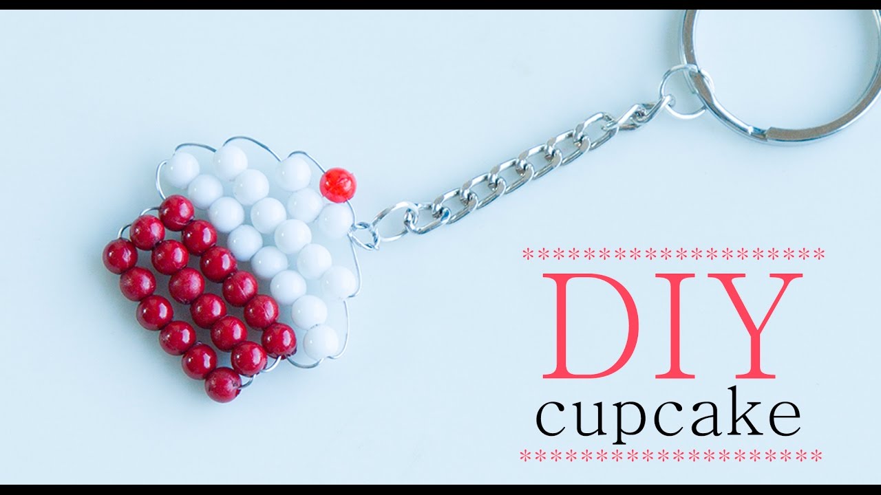 How to make beaded cupcake keychain | cupcake keyring | handmade keyring | Beads art\vineeta mishra