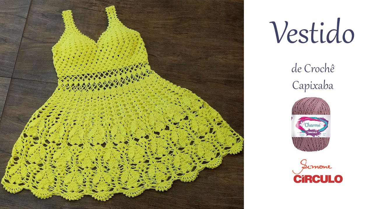 Vestido de Crochê Capixaba passo a passo Prof. Simone Eleotério