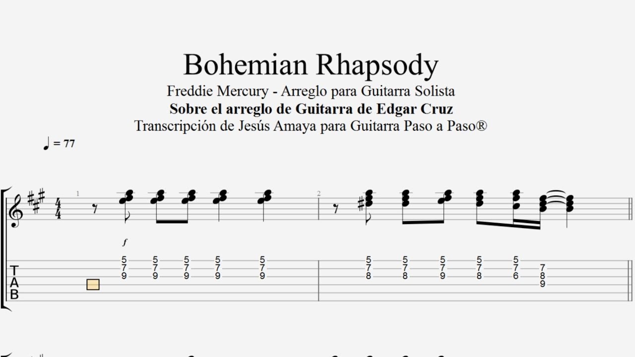 Bohemian Rhapsody - QUEEN - Tablatura por Jesús Amaya...