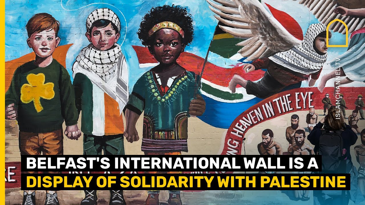 International Wall In Belfast displays Palestine solidarity murals