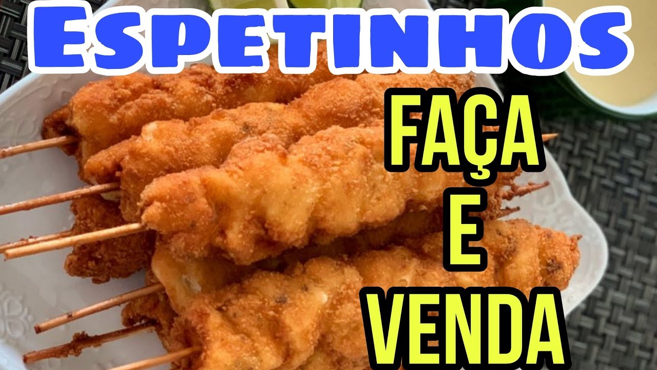 Impossível comer um só! Espetinhos de carne e de frango empanados!