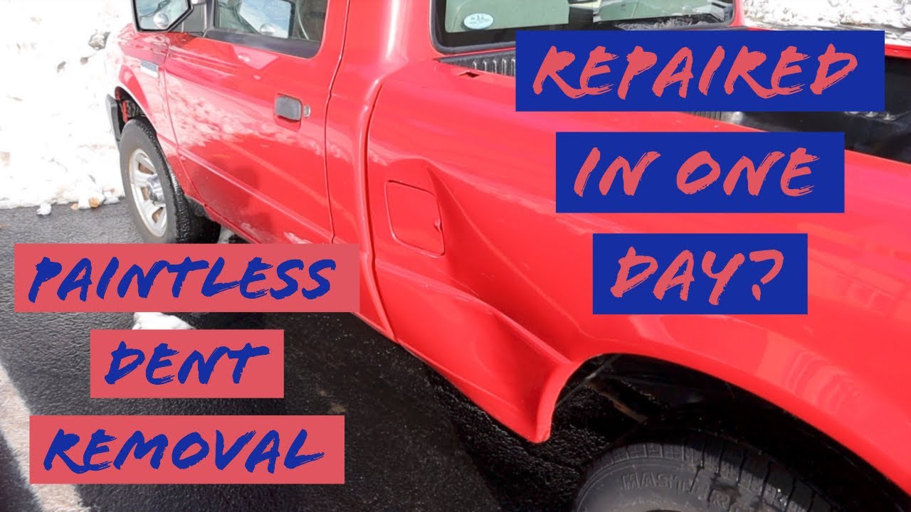 Paintless Dent Repair on a 2008 Ford Ranger Bedside Large Damage Reshaped