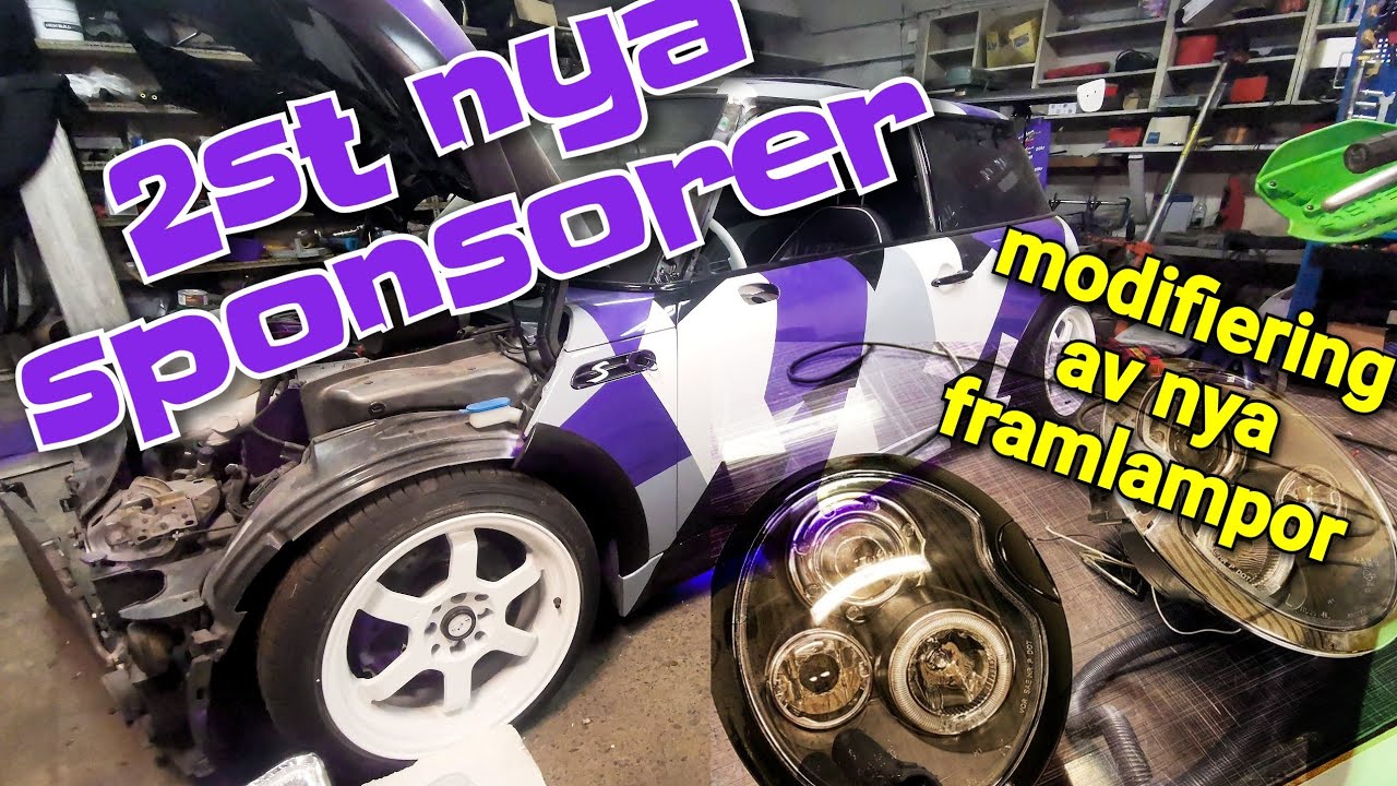 2st nya sponsorer till Mini Coopern  - foliering av framlampor